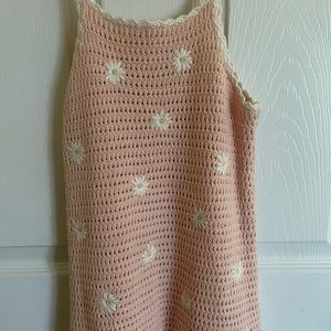 Zara Daisy Crochet Knit Dress - Peach